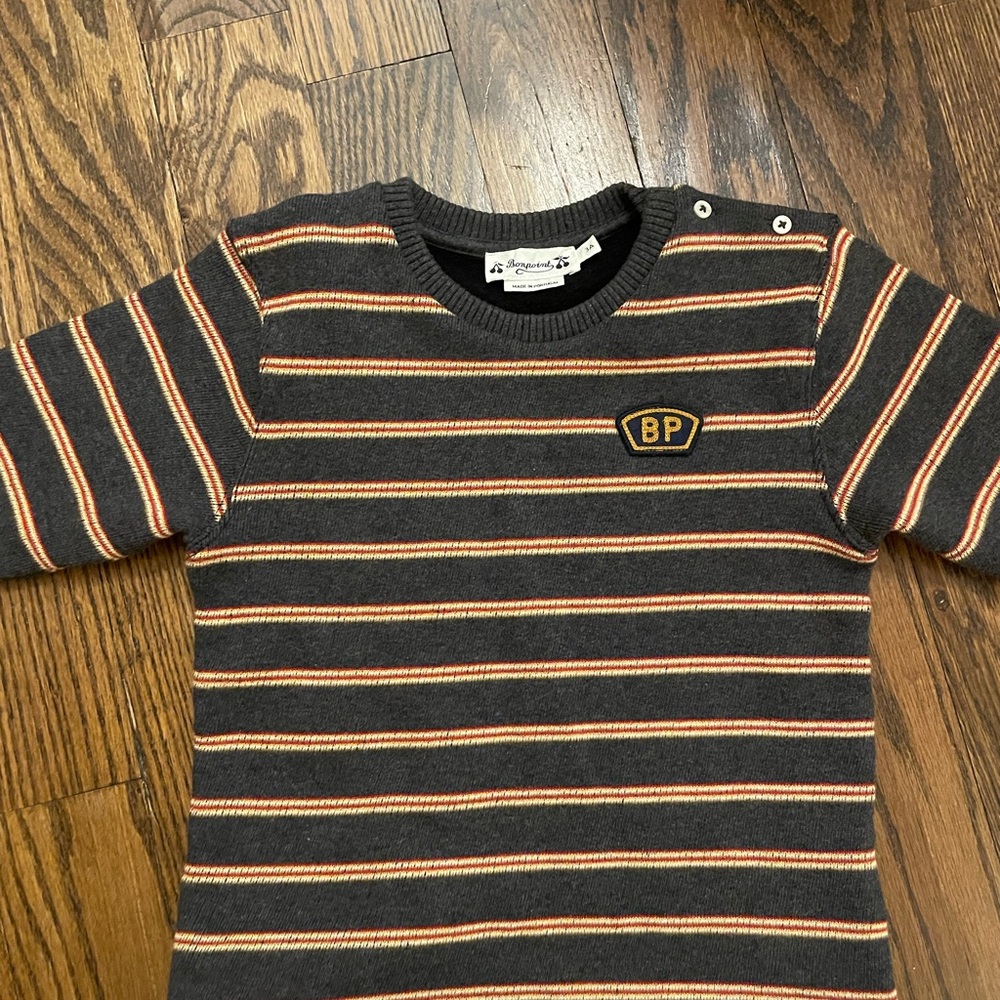Bonpoint Kids Sweater - Black and Orange Stripes